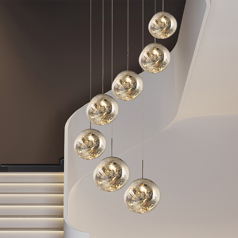 Modern Simple Lava Chandelier Nordic Designer Villa Stairs Long Loft Duplex Building Living Room Personalized Dining Room Lamp