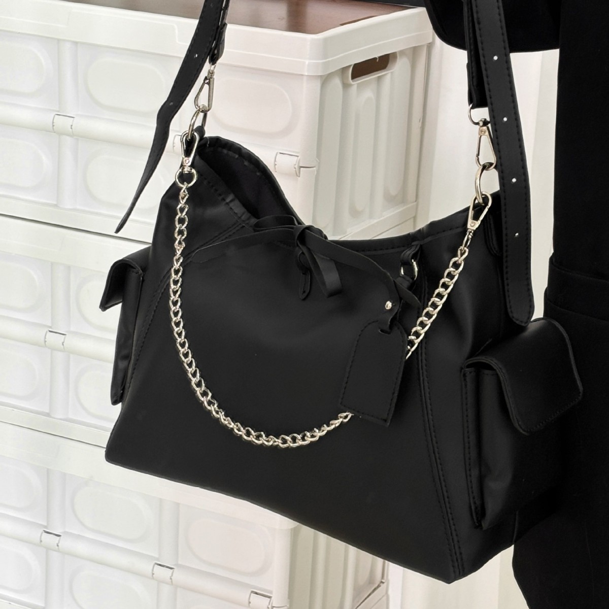 2025新款休闲松弛感托特包包女士中性大包大容量通勤单肩斜挎包