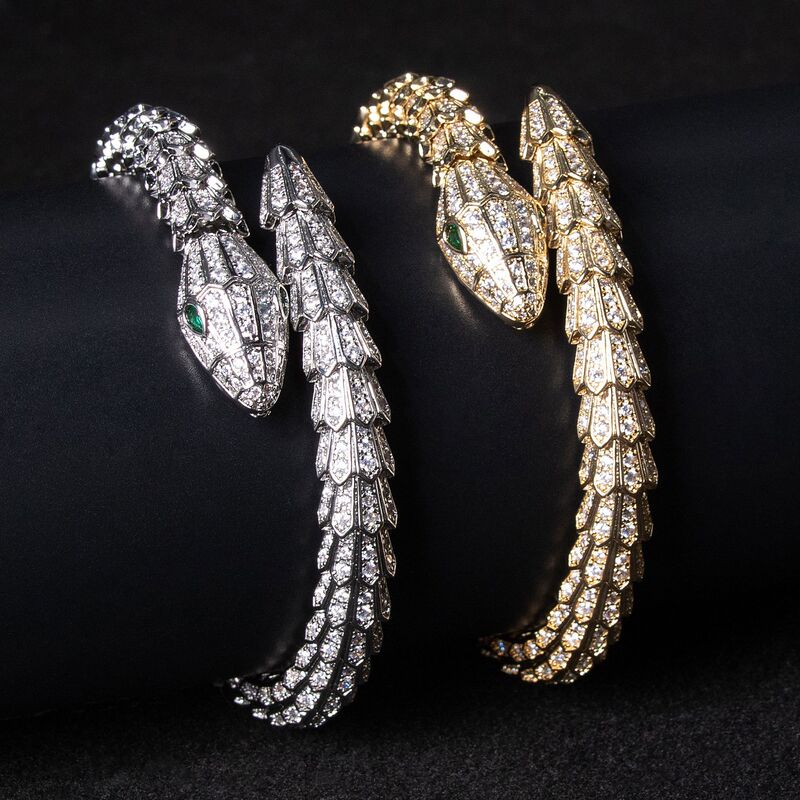 Europe and the United States cross-border fashion design ins style snake-shaped bracelet color treasure diamond high-end opening bracelet custom wholesale