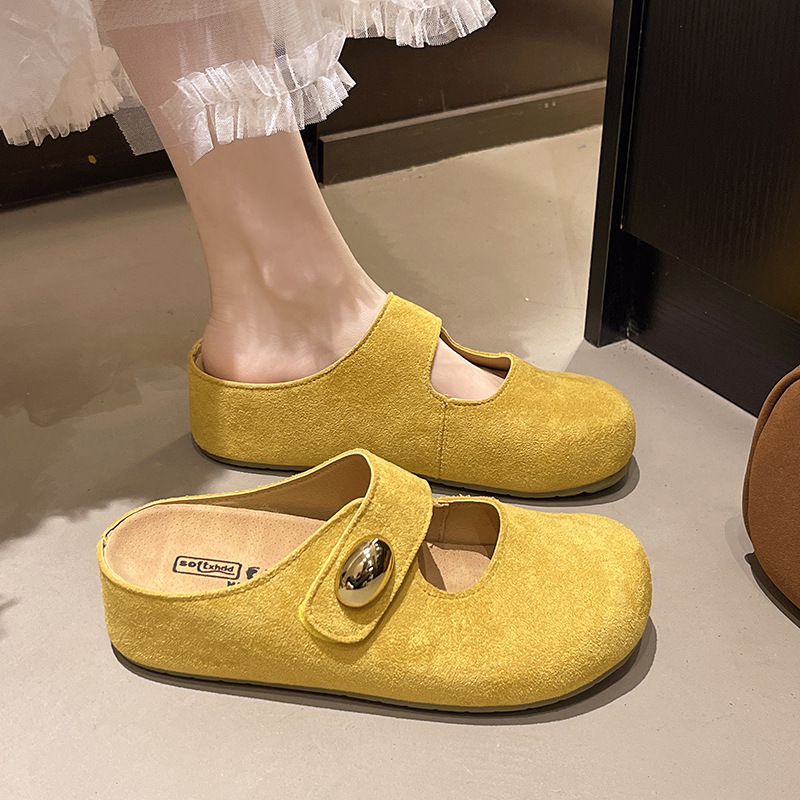 Inner Heightened Bucken Slippers for Women Outer Wear 2025 New Thick Bottom Baotou Half Slippers with Skirt Slip-on Slippers