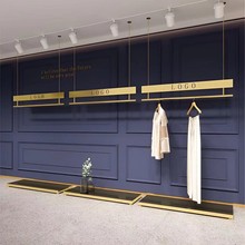 服装店展示架上墙悬挂式吊挂不锈钢钛金挂衣服架子女装店陈列货架