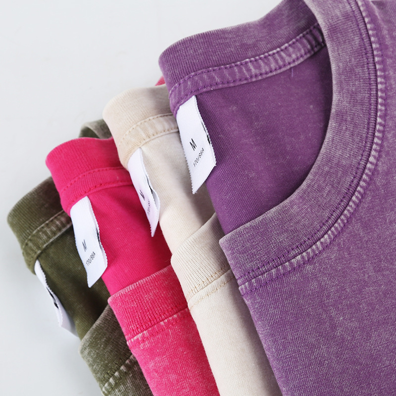 250g洗水做旧重磅纯棉圆领T恤美式潮牌复古蜡染宽松全棉水洗短袖