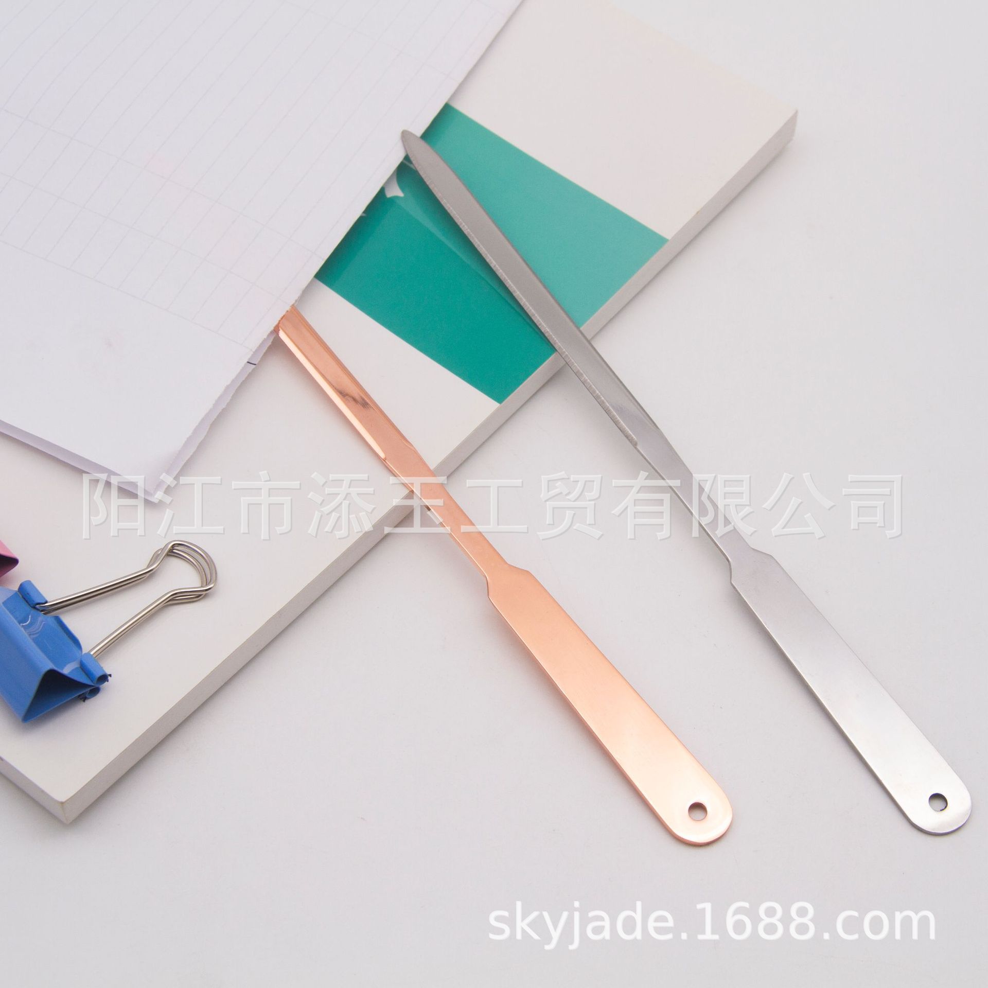 定制款开信刀不锈钢裁纸拆封刀高档玫瑰金开箱刀办公文具拆信刀-阿里巴巴