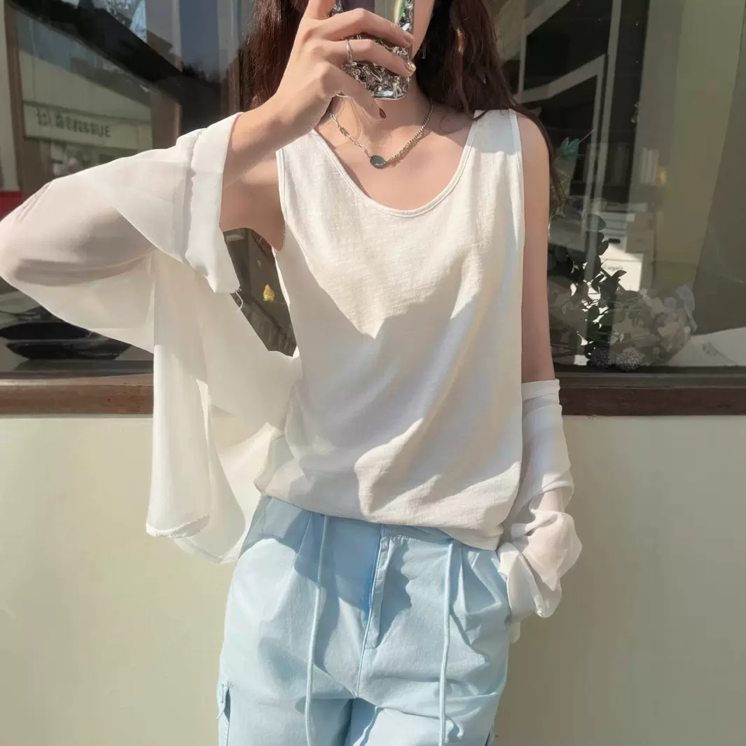 春夏季百搭宽松慵懒风打底可外穿小吊带背心女式内搭遮肉无袖上衣