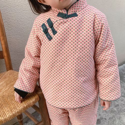 Girls' Tang suit Chinese style children's New Year Hanfu winter plus velvet baby New Year's festive clothes cotton suit
