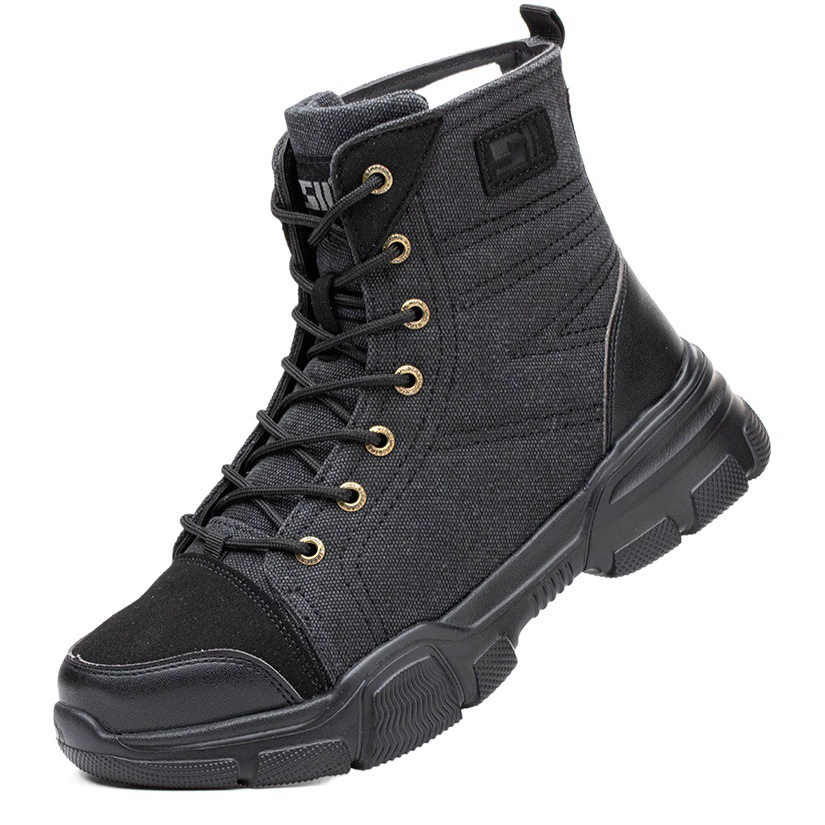 Защитная обувь для мужчин и женщин Легкая дышащая защитная обувь с защитой от ударов и пирсинга со стальным носком Износостойкая защита работы с высоким верхом Хлопковые ботинки