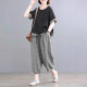 Middle-aged mother summer cotton linen short-sleeved suit plus size middle-aged and elderly women's clothing small western-style slim two-piece suit