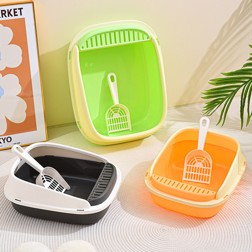 Heightened cat litter box, anti-splash, extra-large semi-enclosed cat toilet, anti-odor cat litter box, free cat litter shovel, cat supplies