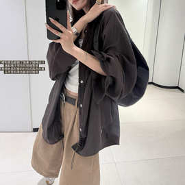 superniniy 乌木 抽绳设计衬衫式风衣外套百搭抽绳宽松衣女