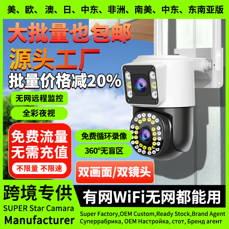 Outdoor 360-Degree Camera with Night Vision, Lifetime Data-Free Access, Wireless Security Monitoring, Dual Lens with No Blind Spots