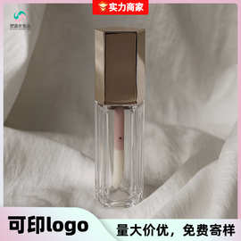 厂家直销注吹五角形唇油管PETG透明瓶大刷头唇釉瓶可印logo包材