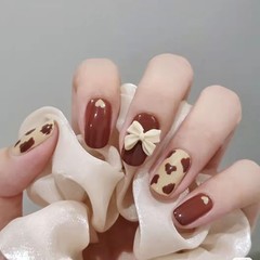 B271-1 Caramel milk tea mid-length milk tea bow wearable armor removable factory direct sales one piece drop shipping