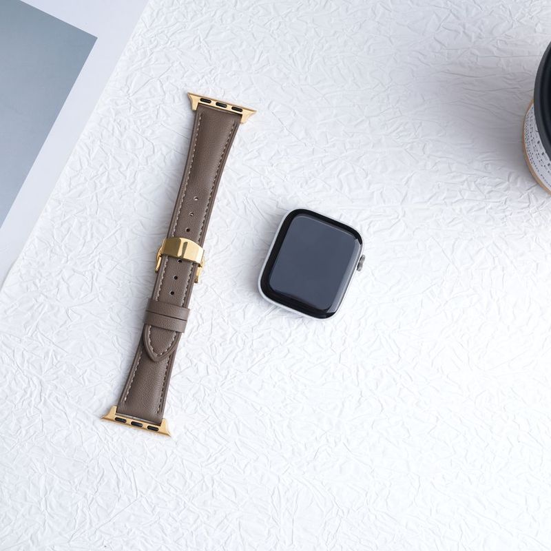 适用苹果手表AppleWatch9表带真皮舒适蝴蝶扣iwatch876543seS10|undefined