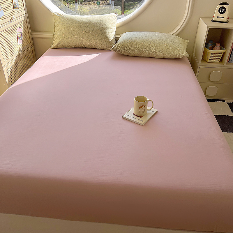 Colchón de cama de algodón de punto de primavera y verano transpirable de color Cubierta antipolvo Cubierta protectora de colchón fija Cubierta de cama completamente envolvente