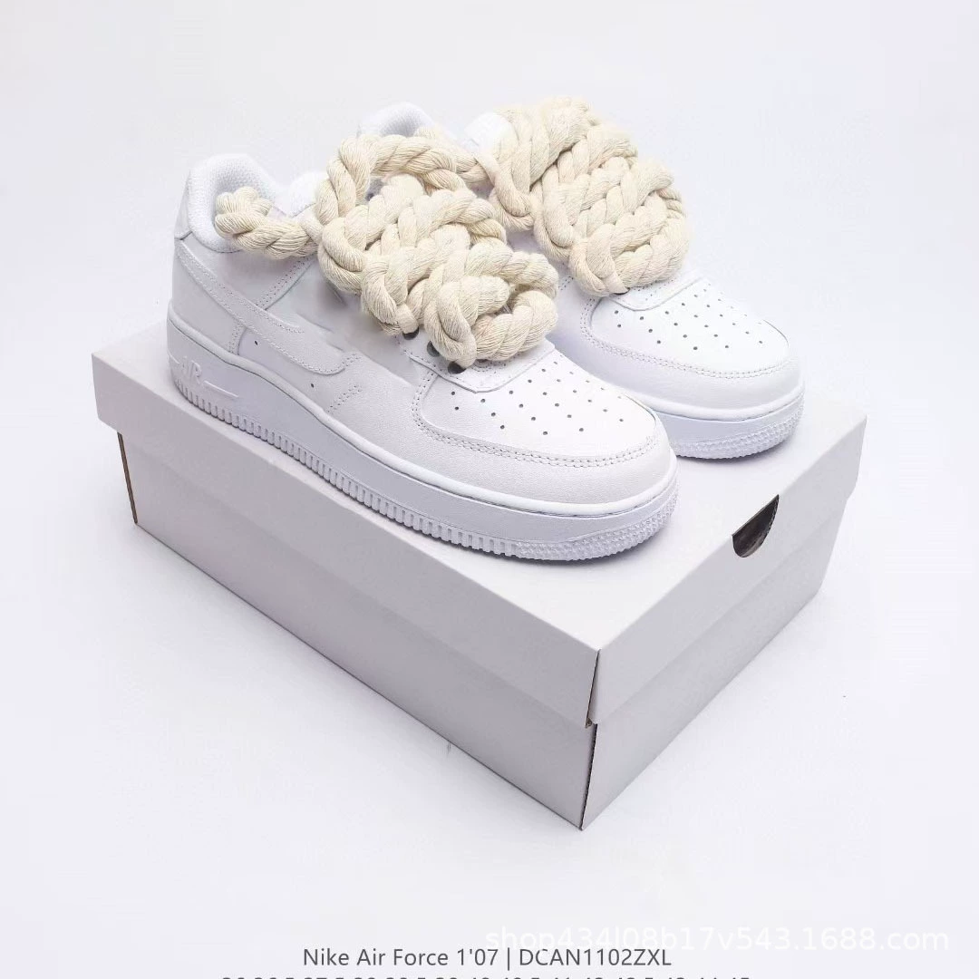 Airforce1'07Low Thick Shoelaces Air Force One Low-Top Casual Fashion Sports Jogging Shoes for Men and Women