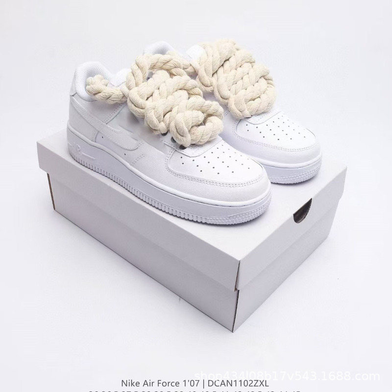 Airforce1'07Low Thick Shoelaces Air Force One Low-Top Casual Fashion Sports Jogging Shoes for Men and Women