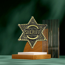 跨境热销美国警长胸针创意饰品卡扣六角星SHERIFF 金属精致品徽章