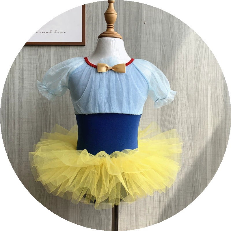 Children's sports clothing for princess, ethnic skirt, white clothing, tutu skirt, with short sleeve