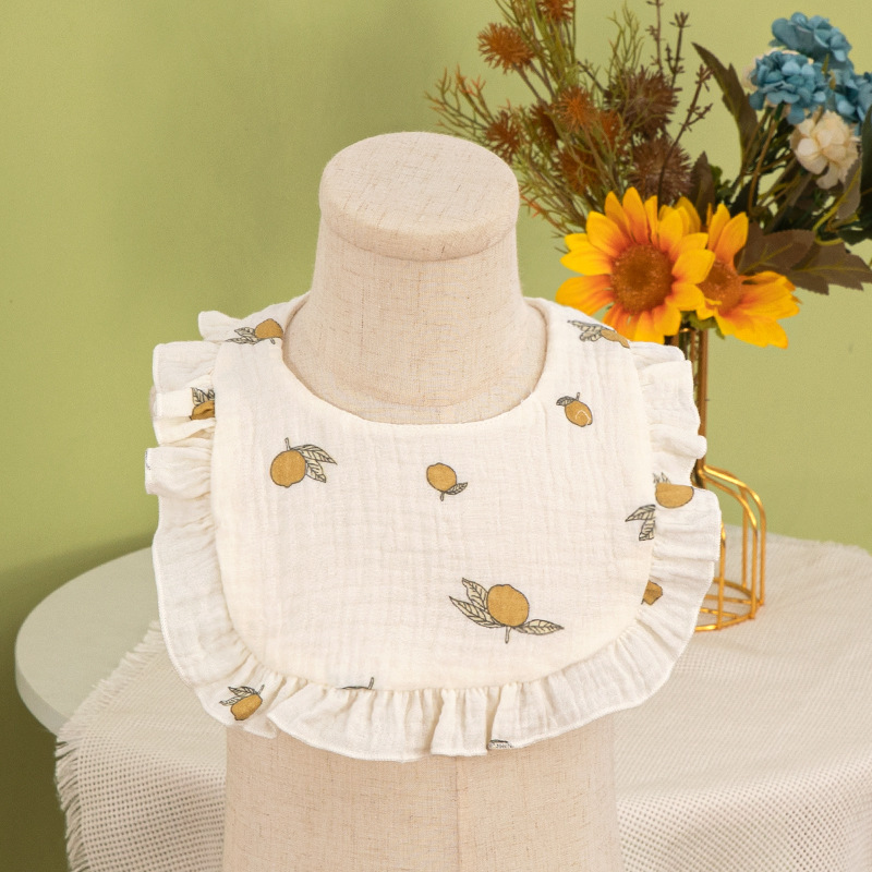 Toalla de saliva para bebé Verano A antibacteriano y agradable para la piel 40 piezas de gasa de algodón puro babero de encaje en forma de U para hombres y mujeres babero para bebés