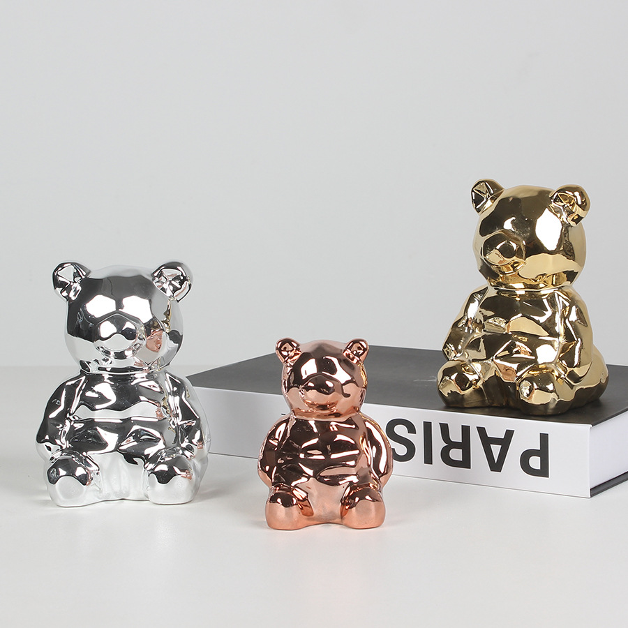 Cross-border European style golden cute geometric ceramic bear…