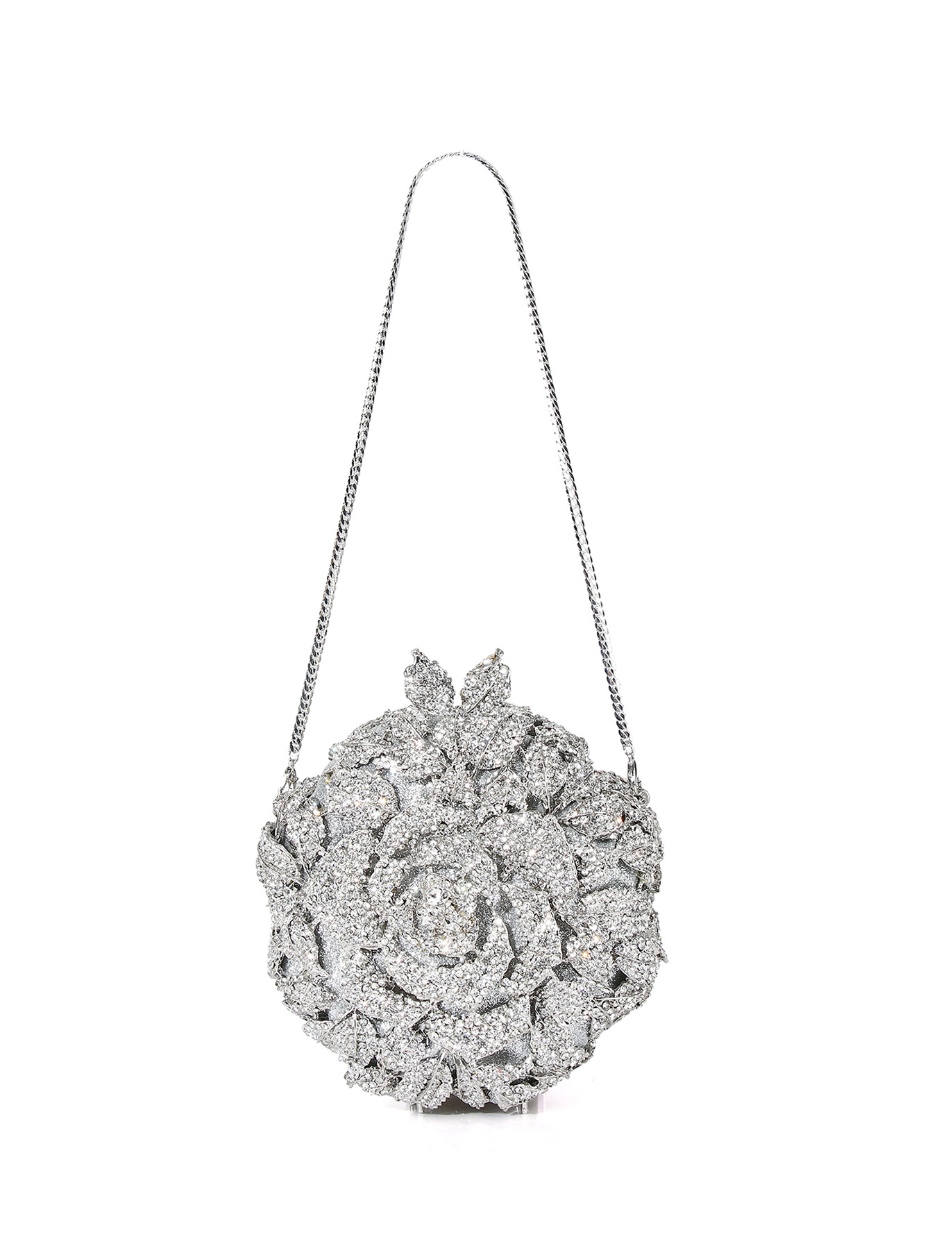 Plata Cuero Sintético Flor Ronda Bolsos De Noche display picture 4