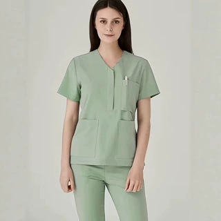 亚马逊新款洗手衣多口袋分体套装医生护士美容院牙科诊所刷手服