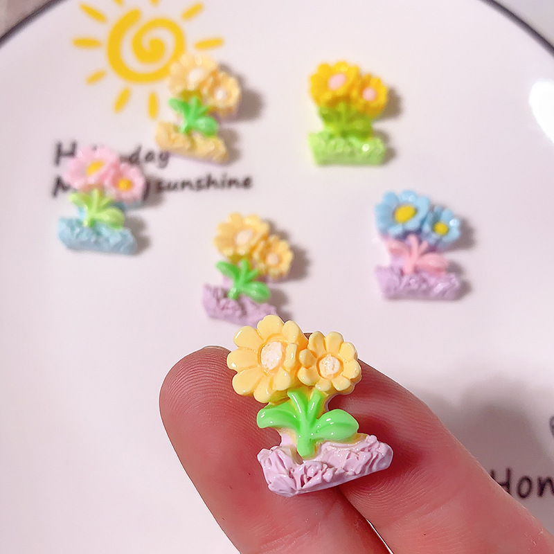 Nueva serie de color macarón roca flor serie diy accesorios de resina pegamento crema caja de teléfono móvil joyería para el cabello colgantes botones de zapatos