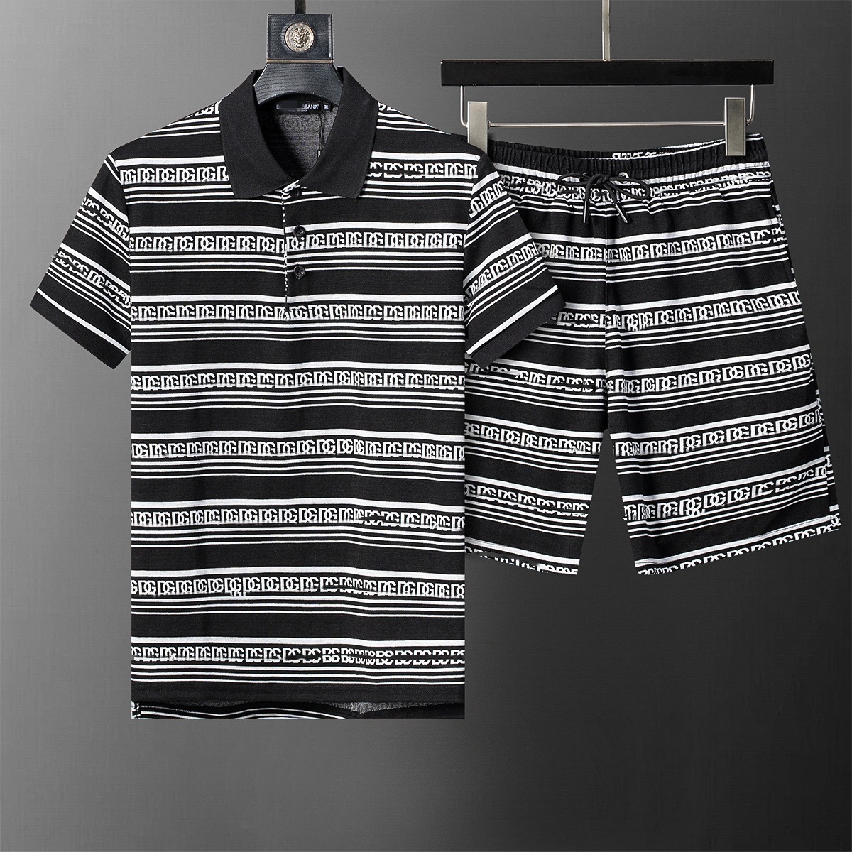 Cross-border versión correcta polo manga corta set de collar de verano clásico toalla de hombre bordado casual Europa y América explosión