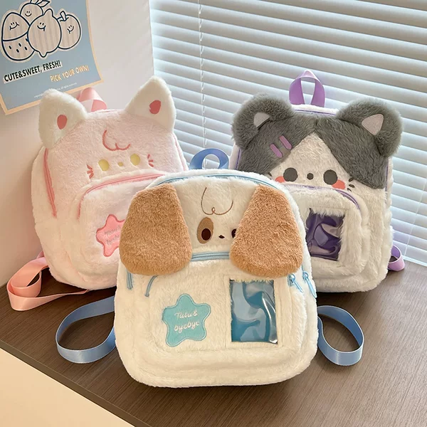 Cross-Border New Cute Rabbit Plush Backpack New Cartoon Girl Small Backpack Japanese Style Jk Soft Girl Pain Bag Learning