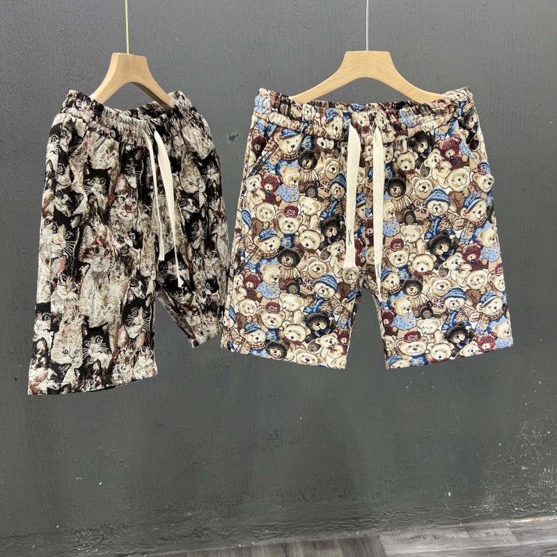 Men's Summer Casual Shorts With Bear Print, 5-Inch Inseam Lightweight Athletic Beach Shorts For Lounge And Outdoor_viptrois.com