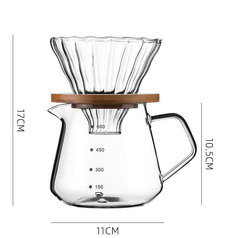 Cafetera de café de lavado a mano, taza de filtro de café, cafetera de goteo, filtro con calibración, taza de extracción fría, conjunto de cafetera compartida de vidrio estadounidense