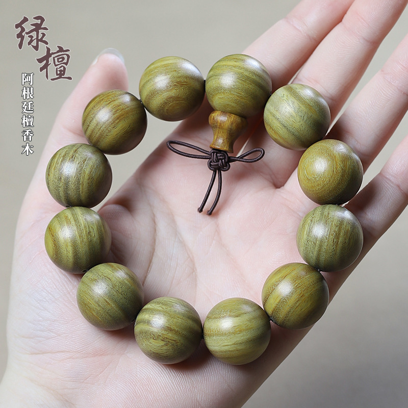 Argentina Green Sandalwood Bracelet Submerged Old Material Sandalwood Log Buddha Bead Bracelet for Men and Women 108 Rosary Bracelet Manufacturers