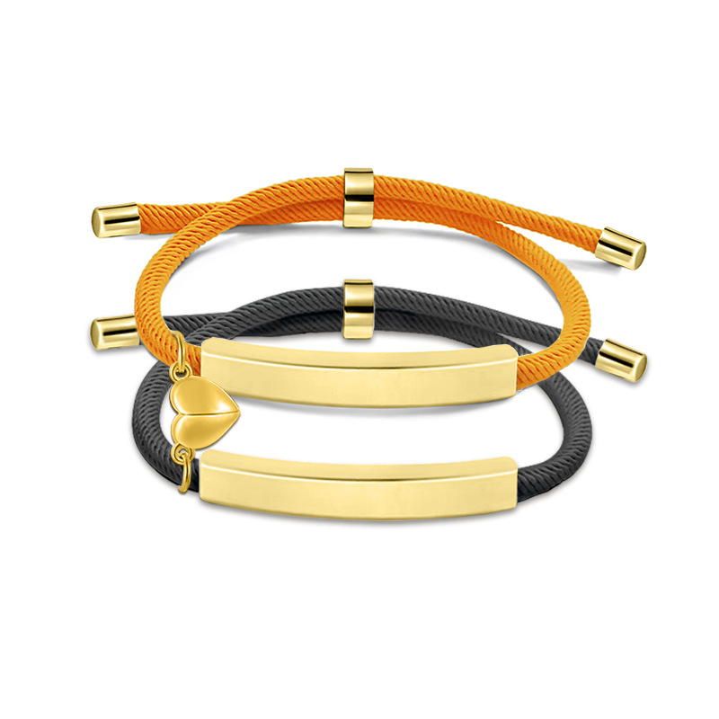 22g Weight Bracelets Classification rope Chain Material Woven Chain Chain Type 1 Pair Quantity Daily Occasion 201 Stainless Steel, rope Material Geometric, Customization Laser Engraving, Heart Shape Pattern Unisex Gender Plating Design Simple Style Style Simple Style Geometric Customization Laser Engraving Heart Shape 201 Stainless Steel Rope Woven Chain String Bracelets Wholesale 8
