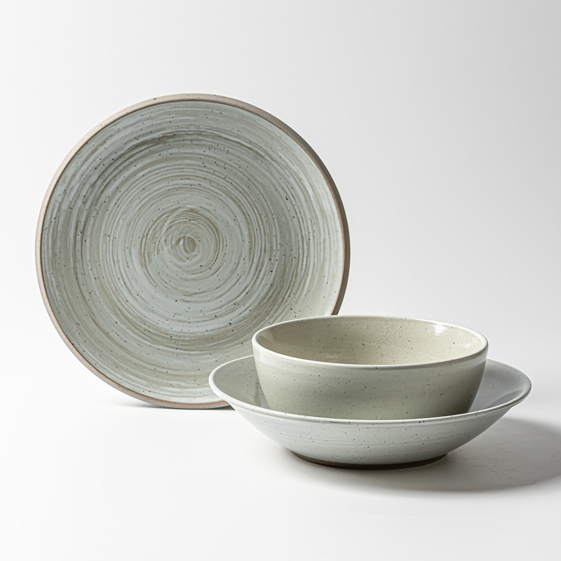 Japanese-Style Bowl and Plate Set, Aqua Series Ceramic Tableware Wholesale Bowls and Plates for Home, Restaurant, Hotel, and Commercial Use