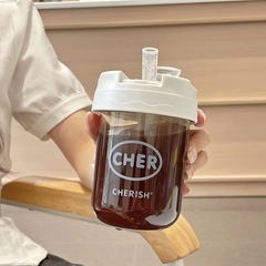 Water cup for men, super mini capacity, shaker coffee water bottle, children's baby straw, milk juice drink plastic cup