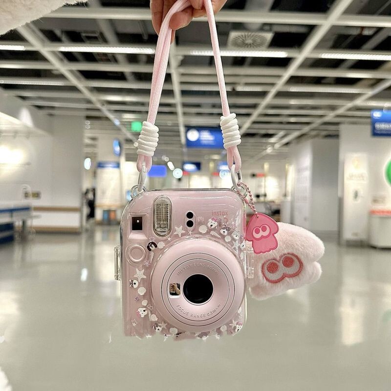 [Mini12 Transparent Case] Instax Crystal Case Polaroid Hard Shell Camera Protective Case Shell Chain Trendy