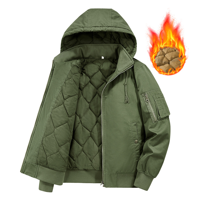 Men's Winter Vintage Cotton Padded Multi-pocket Utility Jacket_voghion.com