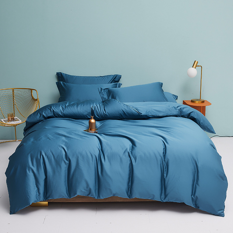 80S新疆长绒棉纯色简约四件套 素色活性印染时尚床品套件厂家批发|ms