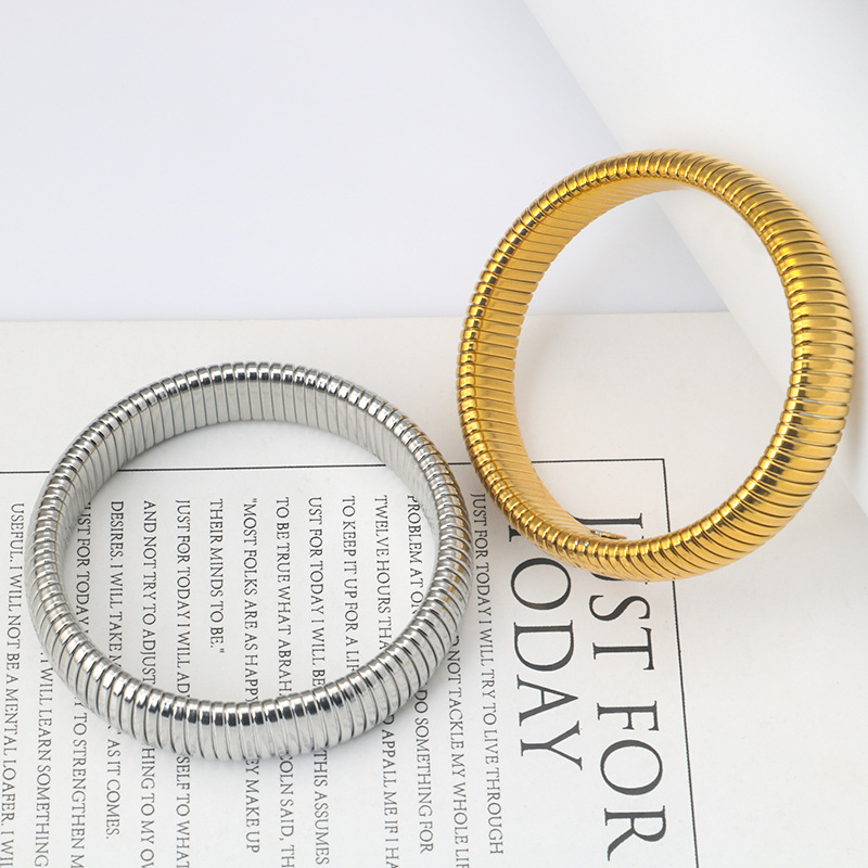 Geometric Pattern Simple Style Geometric Stainless Steel Plating Bangle