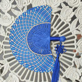 外贸非遗扇子四川特色古镇旅游伴手礼纯手工编织菁扇工艺品