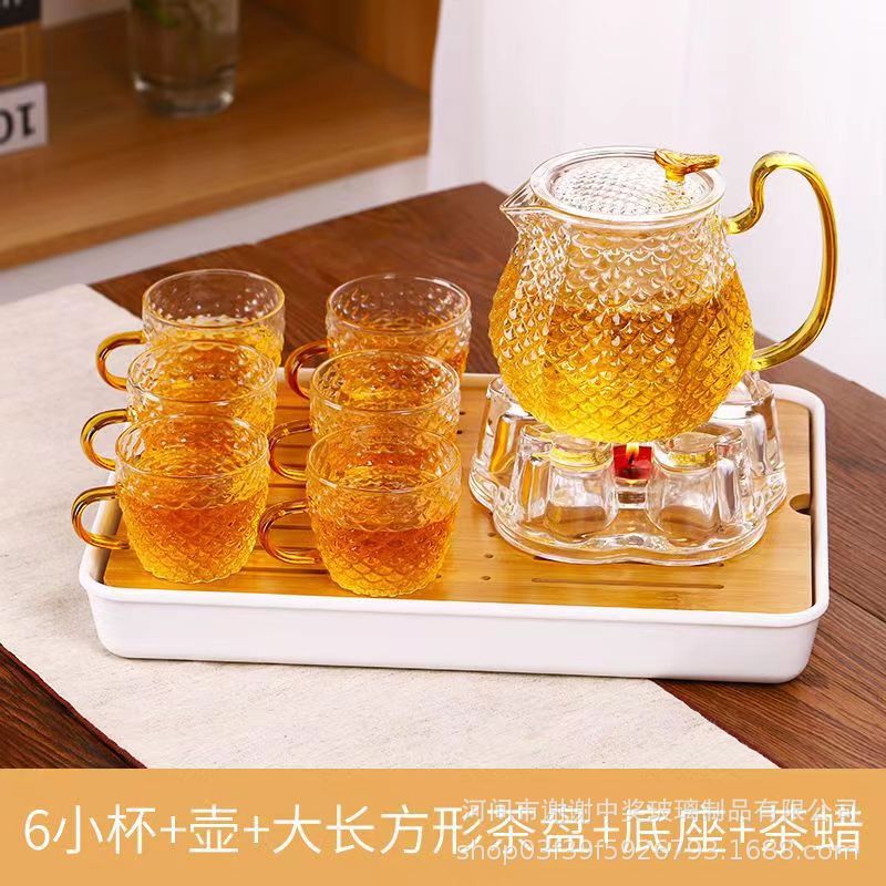1 포트 6 컵 + 대형 티 트레이 + 베이스 + 티 왁스