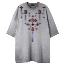 复古国潮民族风图腾设计款男装短袖体恤2025夏季新品情侣宽松上衣