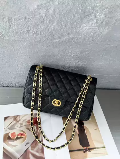 Elegant Quilted Caviar Leather Chain Bag for Women 2024 Fall Winter New Diamond Pattern时尚Shoulder Crossbody Bag