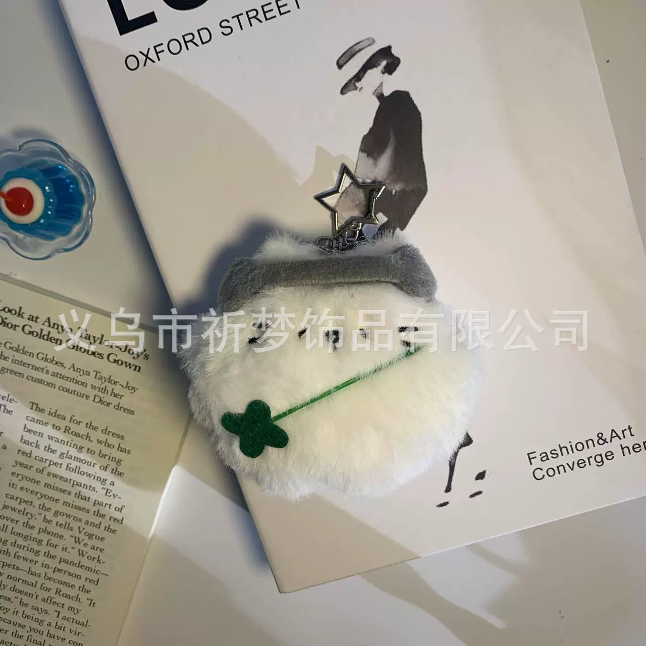 Милая плюшевая кукла, подвеска, брелок, котенок, четырехлистный клевер