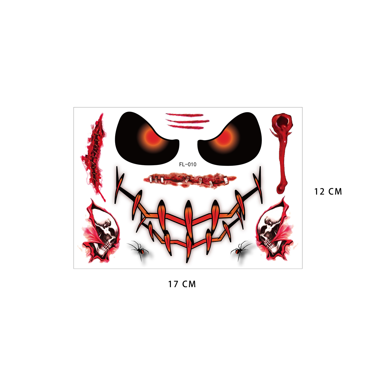 Tatuajes Temporales Faciales de Halloween de Papel de Transferencia para Mascaradas