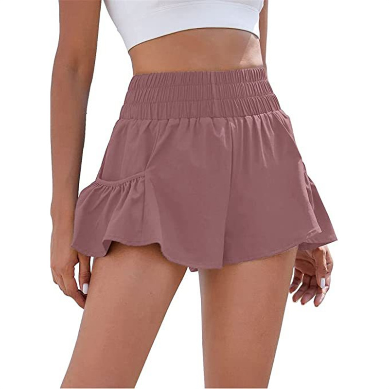 2023 Amazon transfronterizo verano caliente fitness de mujer corriendo pantalones cortos de cintura alta de mujer de secado rápido con bolsillos