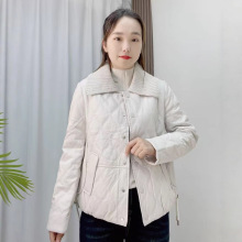 汉派品牌专柜2025秋冬新款针织领时尚百搭PU皮保暖短棉服女906