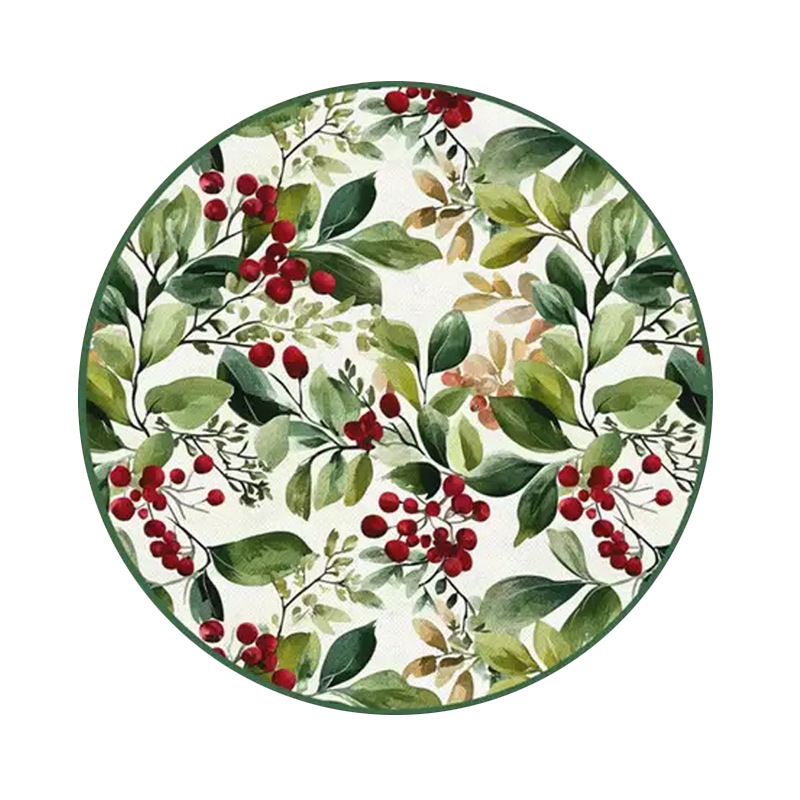 Transfronterizos Amazon temu Navidad lino redondo almohadilla de mesa de corte borde artesanía cocina almohadilla de mesa de comedor