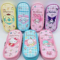Cute Cartoon Collection PU Pen Bag New Grid Korumi Little White Storage Bag Zipper Stationery Box