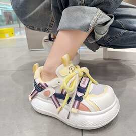 百搭显瘦丑萌大头鞋巨好看面包鞋厚底老爹鞋女2026系带休闲运动鞋